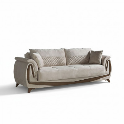 Luxus 3 Sëtzer Sofa Wunnzëmmerméigel Elegant Sofa 230cm Textil Beige Neit