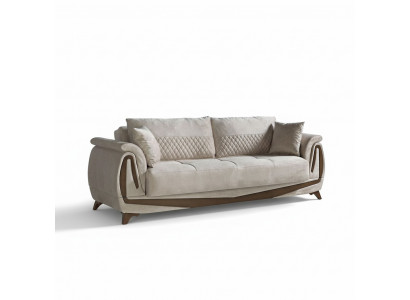 Luxus 3 Sëtzer Sofa Wunnzëmmerméigel Elegant Sofa 230cm Textil Beige Neit