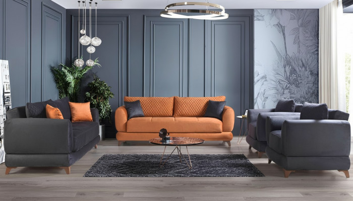 Sofasett 3+2+1+1 Holz Wunnzëmmer Luxus Sofa Modern Stoff Komplett