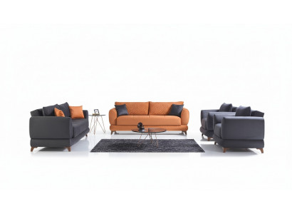 Sofasett 3+2+1+1 Holz Wunnzëmmer Luxus Sofa Modern Stoff Komplett