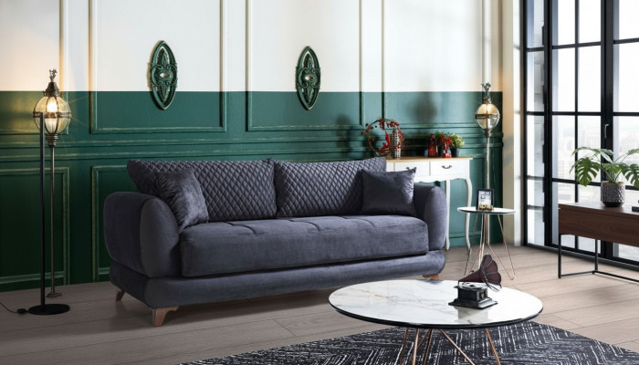 Dräisëtzer Couch mat Schloffunktion Sofa Bett Kippcouch Textil Sofas Couchen