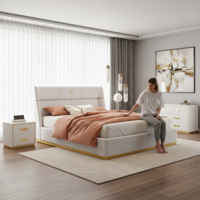 Designer-Bett Schlofzëmmer Duebelbett Better Luxus Polster Hotel Nei