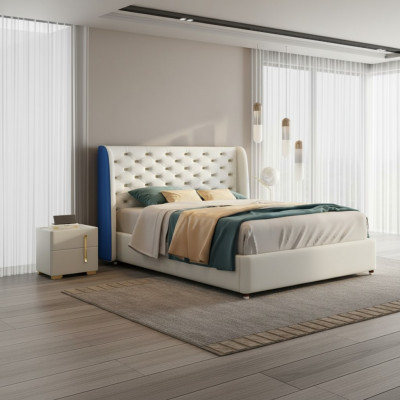 Schlofzëmmer Miwwelen Designer Bett, Bettgestell, Duebelbetter, Eleganz, Holz