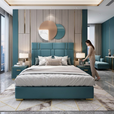 Designer Bett Schlofkummer Konschtläder Hotel Luxus Polster Miwwelen Designer