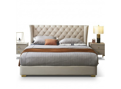 Chesterfield Design Bett Schlofzëmmer Kënschtlecher Liederpolster 180x200 Nei