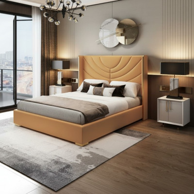 Design Duebelbett Bett 180x200cm Hotel Miwwelen Luxus Polster Schlofkummer