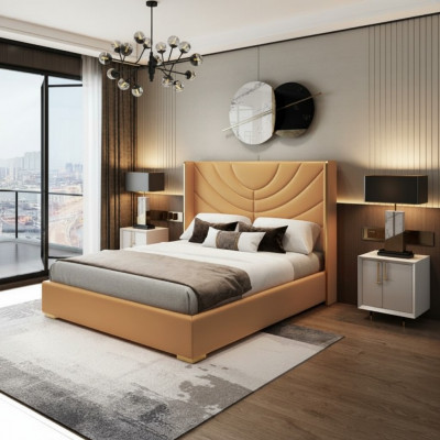 Design Duebelbett Bett 180x200cm Hotel Miwwelen Luxus Polster Schlofkummer