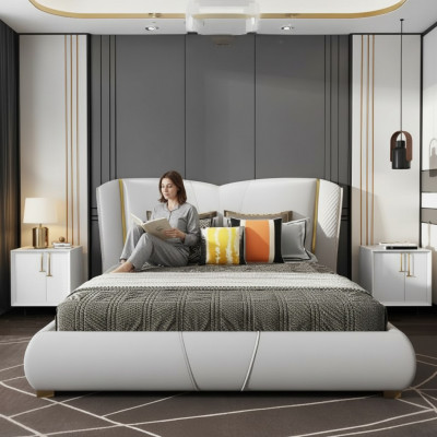 Bett Këssen Design Luxus Duebel Hotel Better Schlof Zëmmer Holz Miwwelen