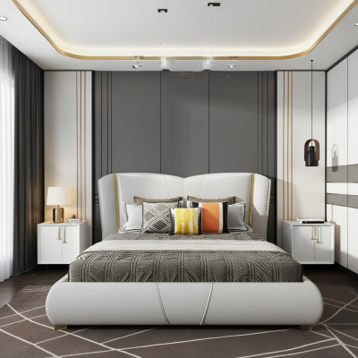 Bett Këssen Design Luxus Duebel Hotel Better Schlof Zëmmer Holz Miwwelen