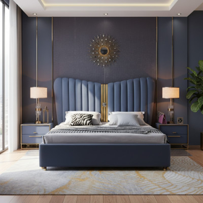 Bett Këssen Design Luxus Holz Duebelbetter Schlofkummer Hotel Miwwelen Nei