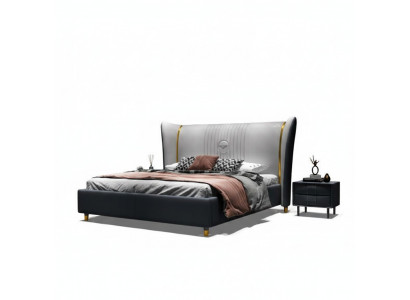 Luxus Bett aus Holz, Polsterbett, Schlofkummer 180x200cm Duebelbett Hotel Nei