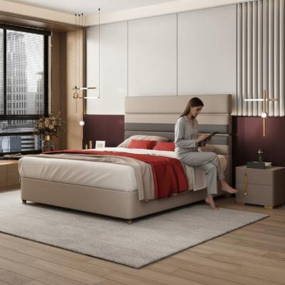 Moderne Design-Bett 180x200 aus Kënschtlieder Duebelbett Schlofzëmmer Hotel