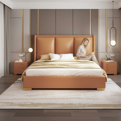 Duebelbett Schlofzëmmer Bett Luxus Miwwelen Duebel Bett Hotel Ariichtung