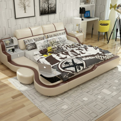 Multifunktiounsbett Luxus Design Beige Better Duebel Regal 180x200cm