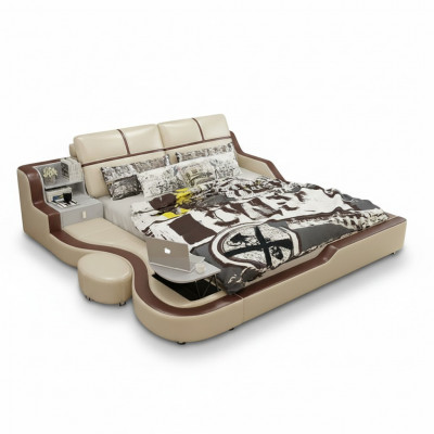 Multifunktiounsbett Luxus Design Beige Better Duebel Regal 180x200cm