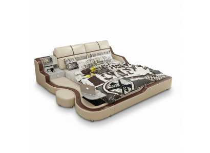 Multifunktiounsbett Luxus Design Beige Better Duebel Regal 180x200cm