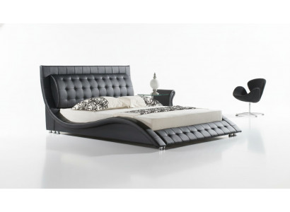 Bett Duebelbett Schwaarz Gepolstert Bett Schlofzëmmer Modern 180x200