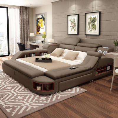 Luxe Bett 180x200 Multifunktion Schlofzëmmer Leif Regaler Nei