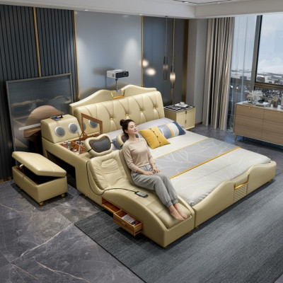 Designbett beige Hotelkappwëll 180x200 multifunktionell Regal Better nei