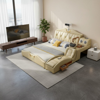 Designbett beige Hotelkappwëll 180x200 multifunktionell Regal Better nei