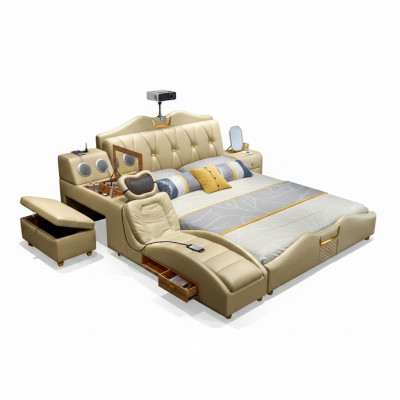 Designbett beige Hotelkappwëll 180x200 multifunktionell Regal Better nei