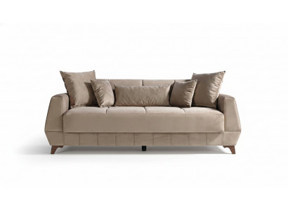Design Sofa Drësëtzer Beige Canapé Miwwelen Textil Stoff 3 Sëtzer Couches Sofas