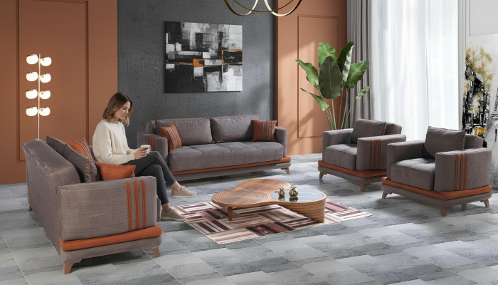 Design Modern Wunnzëmmer Set Sofagarnitur 3+2+1+1 Gro Wunnzëmmer Miwwelset