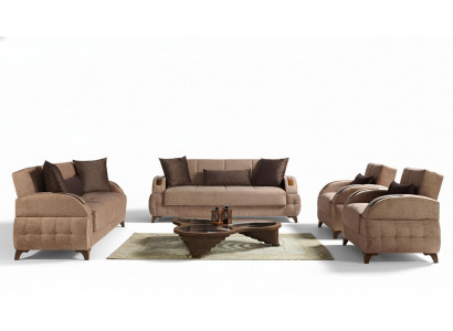 Designer Sofagarnitur 3+2+1+1 Sëtz Couch Polster Sëtzpolster Braun Set