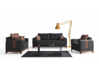 Grau Sofagarnitur 3+2+1 Sëtzer Sofa Komplett Set Relax Sessel 3tlg.