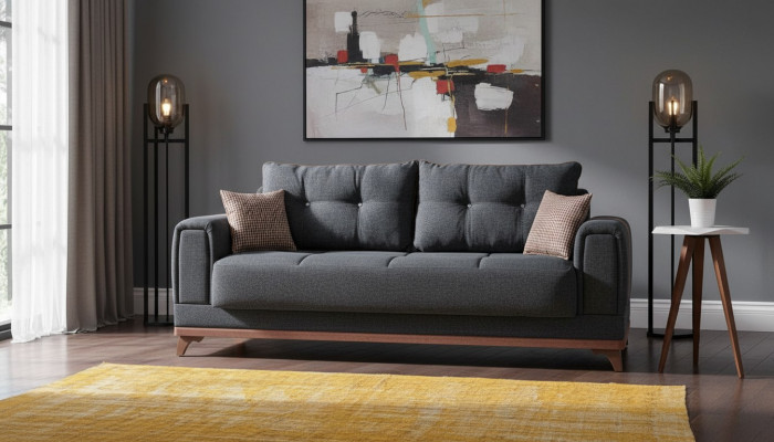 Luxuriéise Wunnzëmmer Canapé 3 Sëtzer Relax Canapé Modern 230 cm Luxus Schwaarz
