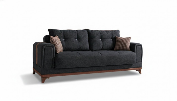 Luxuriéise Wunnzëmmer Canapé 3 Sëtzer Relax Canapé Modern 230 cm Luxus Schwaarz