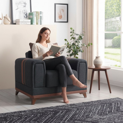 Design Sëtzer Luxus Fotell Relax Textil mat Edelstol Fotell Relaxsessel Modern