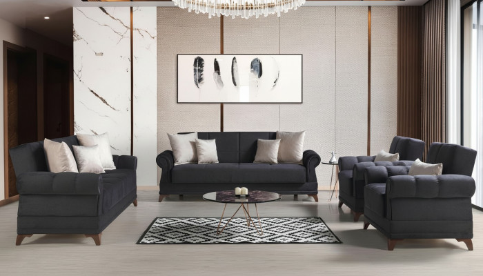 Couchganitur 3+2+1+1 Sëtzer Textil Modern Komplett 2x Fauteuil Sofa 3 Sëtzer Luxus