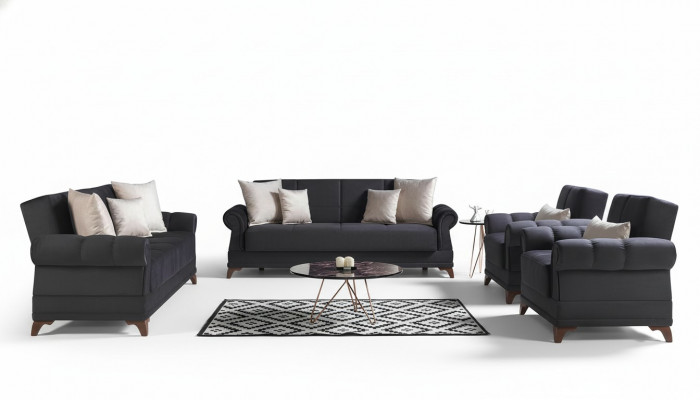 Couchganitur 3+2+1+1 Sëtzer Textil Modern Komplett 2x Fauteuil Sofa 3 Sëtzer Luxus