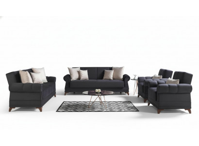 Couchganitur 3+2+1+1 Sëtzer Textil Modern Komplett 2x Fauteuil Sofa 3 Sëtzer Luxus