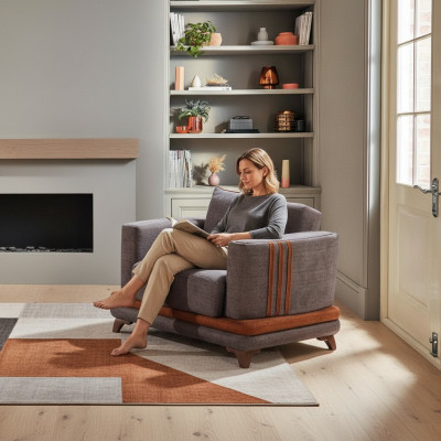Design Sëtzer Luxus Fauteuil Relax Textil Gro Fauteuil Club Modern Luxus