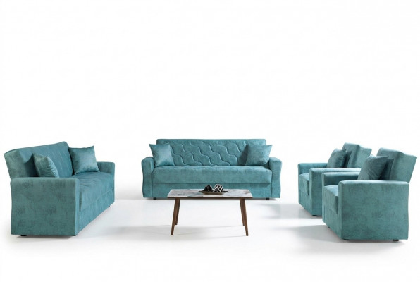 Sofagarnitur 3+2+1+1 Sëtzer Textil Holz Sofa 3 Sëtzer Modern Nei Fauteuil Komplett Set