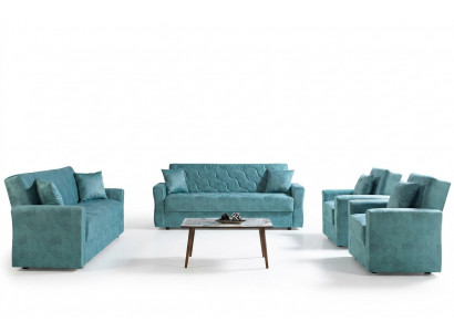 Sofagarnitur 3+2+1+1 Sëtzer Textil Holz Sofa 3 Sëtzer Modern Nei Fauteuil Komplett Set