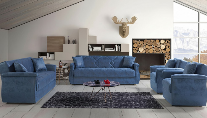 Sëtzgarnitur 3+2+1+1 Holz Wunnzëmmer Luxus Canapé Modern Stoff Komplett EU
