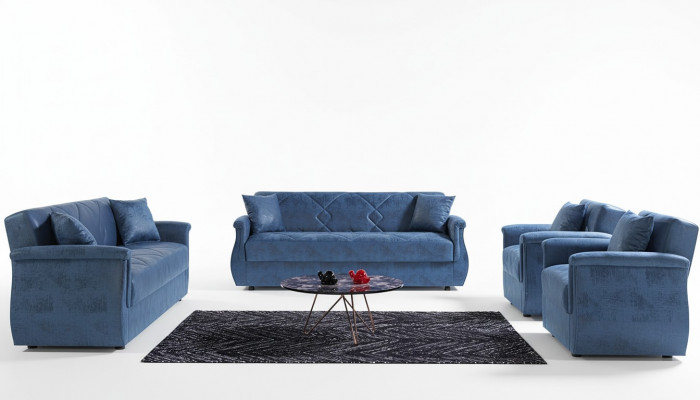 Sëtzgarnitur 3+2+1+1 Holz Wunnzëmmer Luxus Canapé Modern Stoff Komplett EU