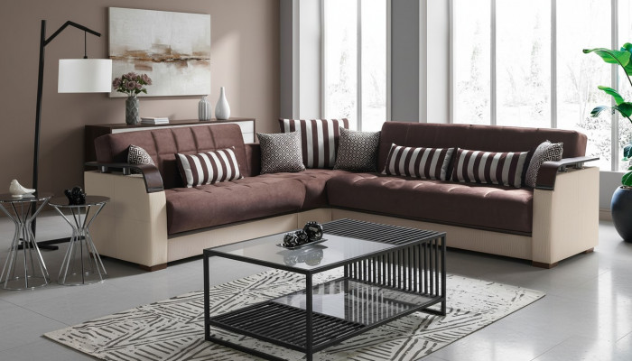 Eckcanapé Wunnlandschaft Beige L-Form Canapé Wunnzëmmer Eckcanapé Luxus 315 x 245