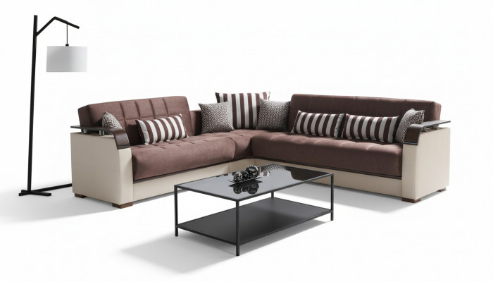 Eckcanapé Wunnlandschaft Beige L-Form Canapé Wunnzëmmer Eckcanapé Luxus 315 x 245