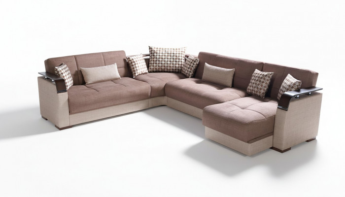 Ecksofa Wunnlandschaft Braun L-Form Sofa Wunnzëmmer Ecksofa Luxus Eckgarnitur