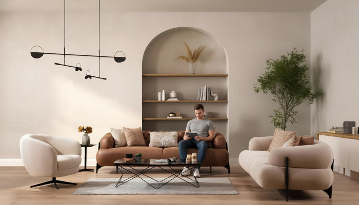 Sofaset 3+3+1 Sëtzer Textil Holz Sofa 3 Sëtzer Modern Fautteuil Neie Komplett Set