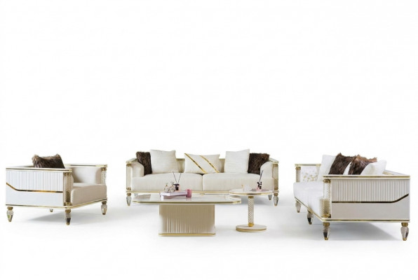 Sofagarnitur 3+3+1 Sëtzer Sëtzgrupp Modern Relax Fotell Miwwelen Nei
