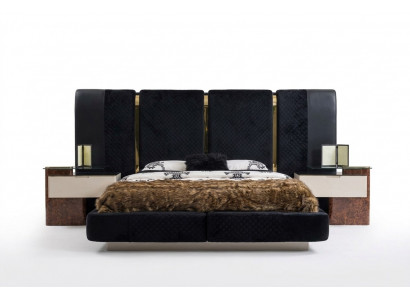 Modern Schlofzëmmer Set Bett 2x Nuetsdëscher Design Miwwel 3 Deeler.