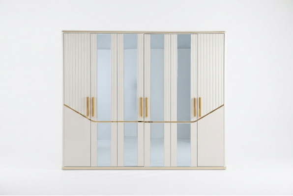 Kleedersschaf Schief Schaf Design Holz Beige Gold Modern Miwwel 270cm