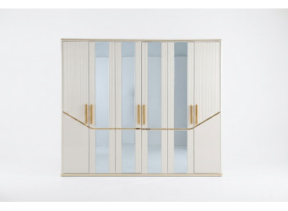 Kleedersschaf Schief Schaf Design Holz Beige Gold Modern Miwwel 270cm