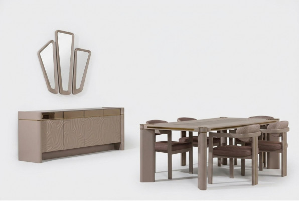 Luxus Iesszëmmer Set Iessdësch + 6x Stull Kommode mat 3xSpigel Iessgruppen