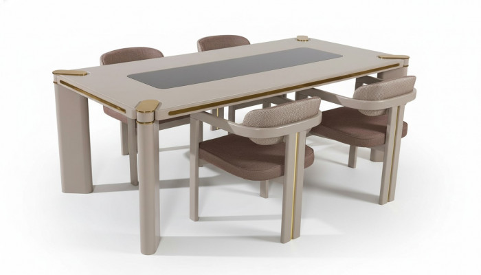 Iesszëmmer Set 4x Stull Iessdësch Set Iesszëmmer Designer Holz Still Garnitur Nei